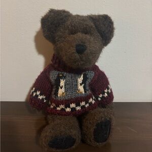 Boyds Bear with Burgundy Penguin Sweater